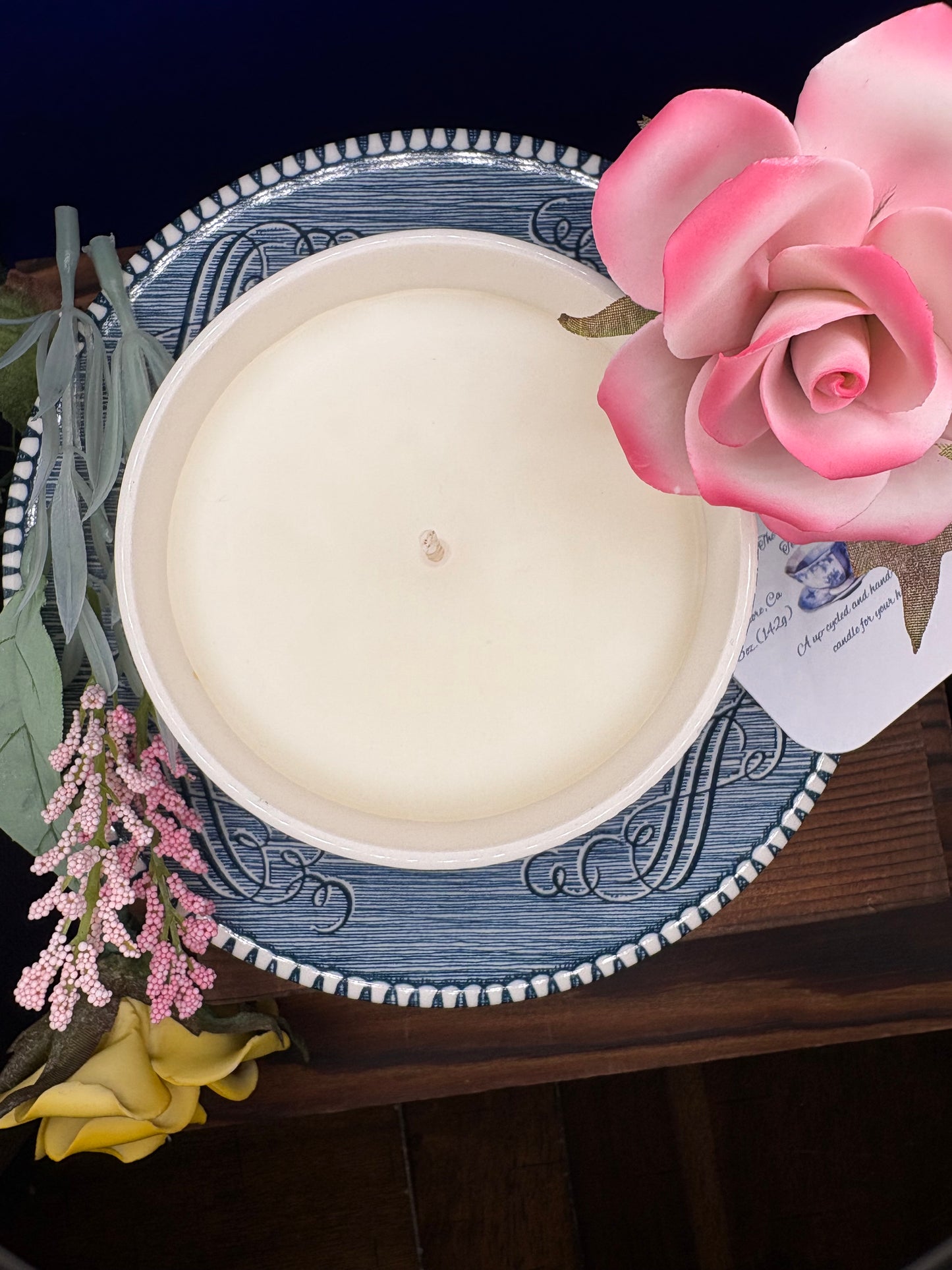 Currier and Ives Blue Teacup Candle With Saucer-Matcha Duchess