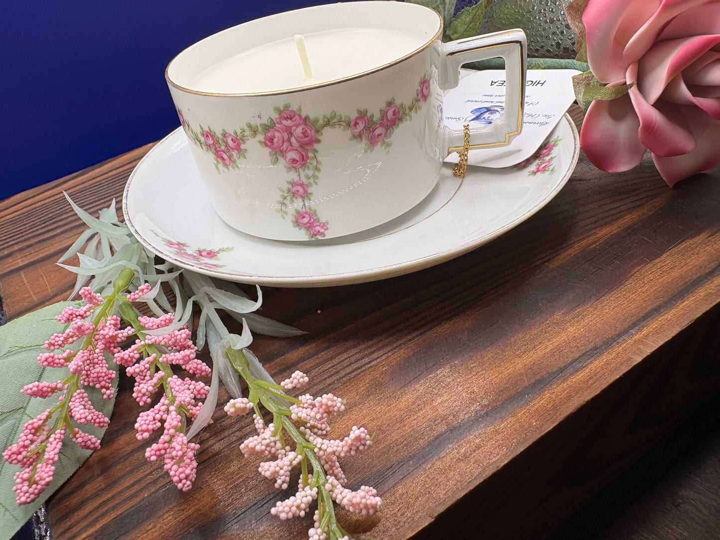 Heinrich & Co Bavaria Teacup Candle With Saucer- High Tea