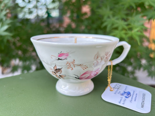 Vintage Unmarrked Teacup Candle Without Saucer - Matcha Duchess