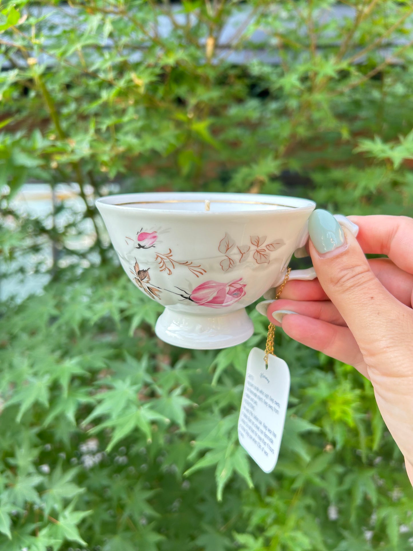 Vintage Unmarrked Teacup Candle Without Saucer - Matcha Duchess